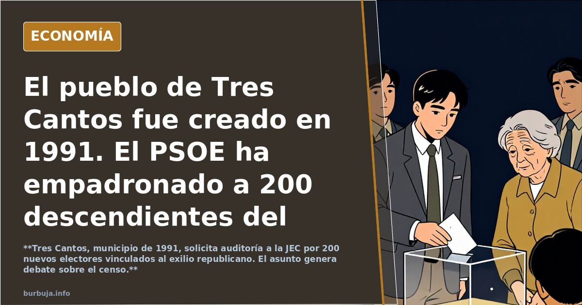 El pueblo de Tres Cantos fue creado en 1991. El PSOE ha empadronado a 200 descendientes del exilio republicano allí.