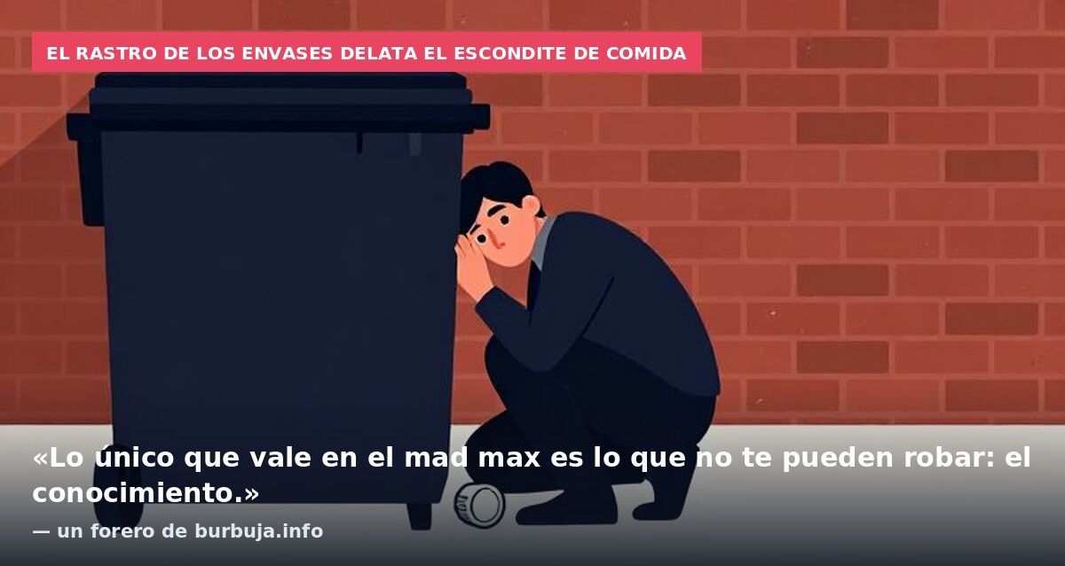 El rastro de los envases delata el escondite de comida: «Lo único que vale en el mad max es lo que no te pueden robar: el conocimiento.» — un forero de burbuja.info