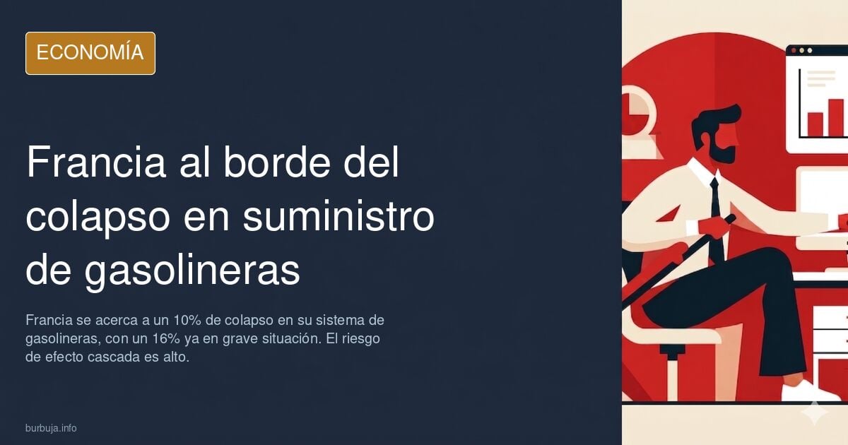 Caída en cadena; Francia está a un 10% de que caiga su sistema de suministro de gasolineras. El 16% ya están con graves problemas
