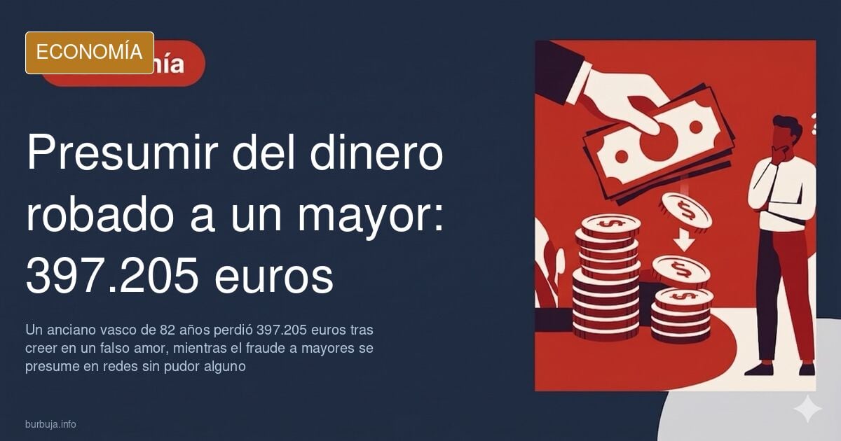 Ilustración editorial sobre el fraude a mayores con una pantalla de móvil, monedas y un gráfico descendente en azul marino y 