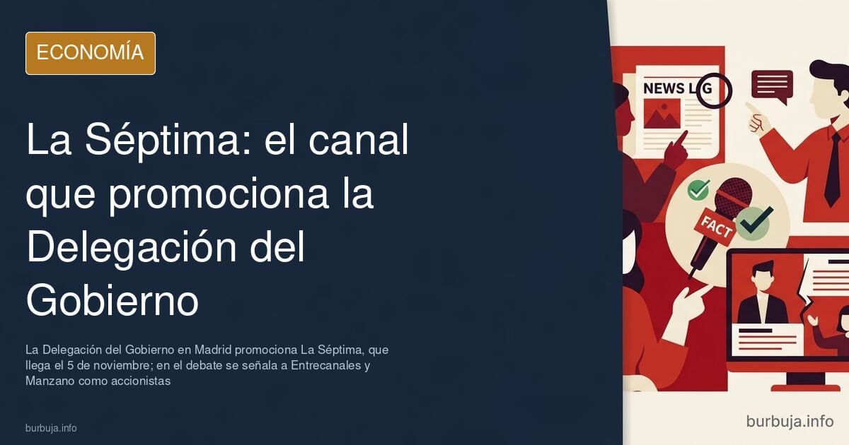 Gráfico editorial de bloques de televisión y barras de audiencia con la silueta de un canal generalista en tonos azul marino