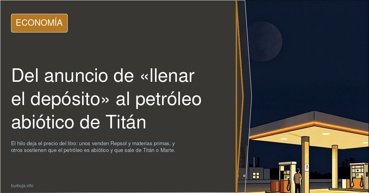 Del anuncio de «llenar el depósito» al petróleo abiótico de Titán