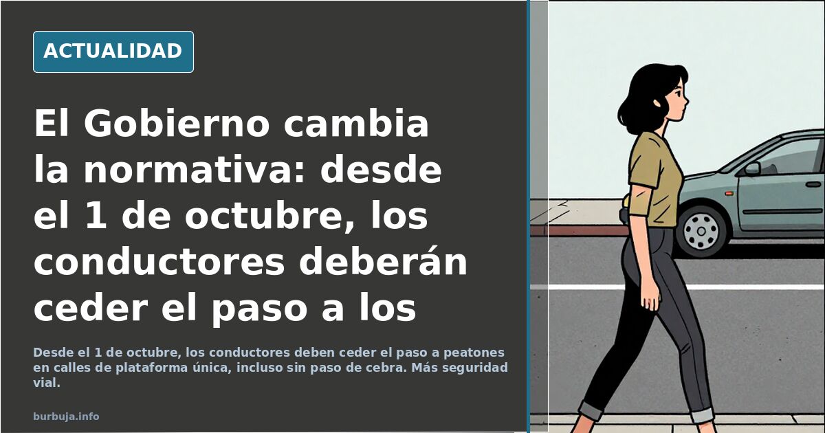 El Gobierno cambia la normativa: desde el 1 de octubre, los conductores deberán ceder el paso a los peatones aunque no exista paso de cebra