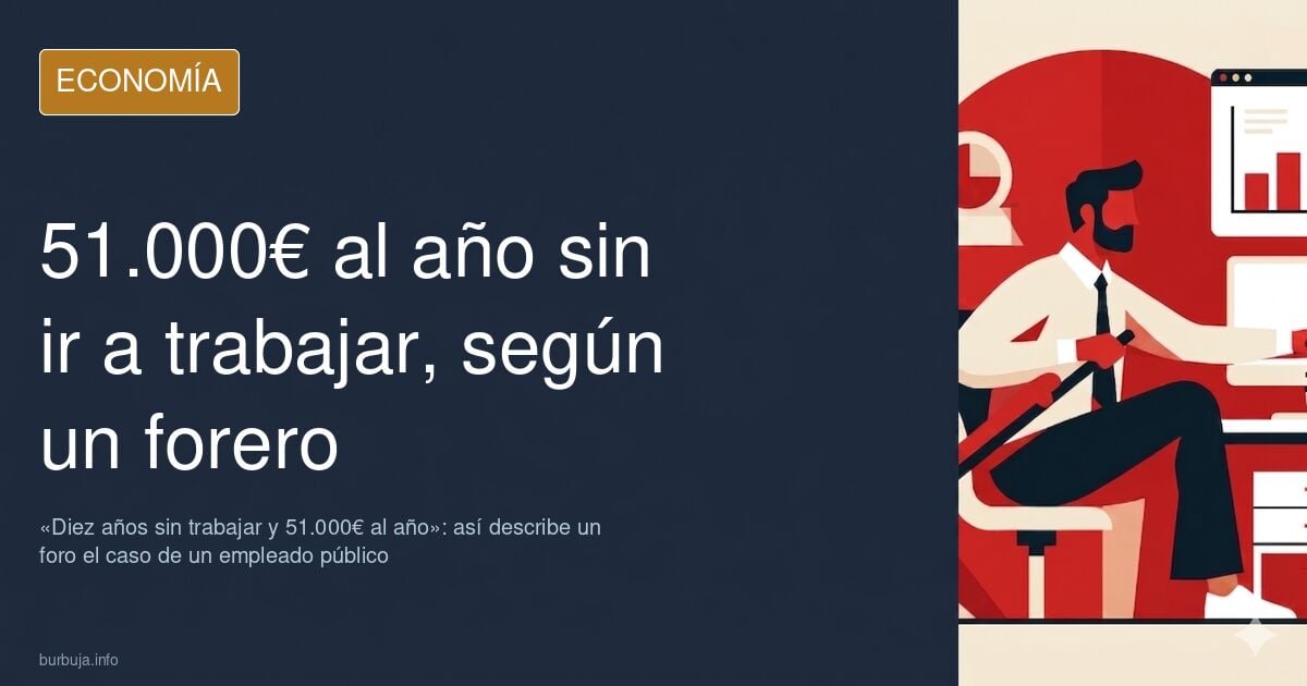 Ilustración editorial de una oficina pública vacía como símbolo del absentismo denunciado en un foro