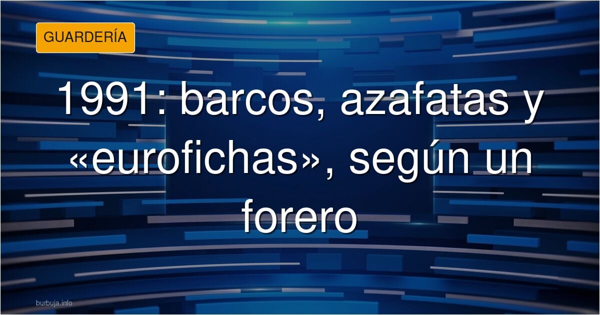 Ilustración de un plató de televisión de los años 90 con barco de atrezzo, presentadores y cartel de «eurofichas» como premio
