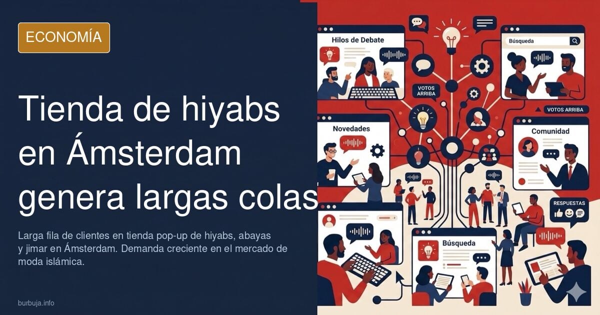 Largas colas frente a una tienda pop-up en Ámsterdam especializada en hiyabs, abayas y jimar