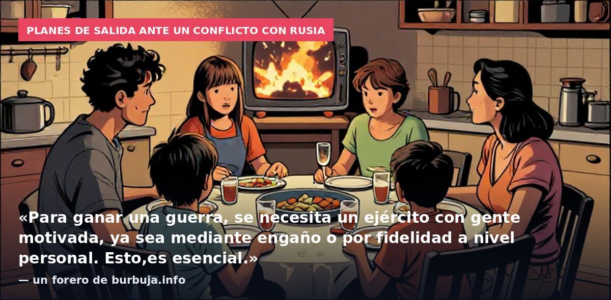 Planes de salida ante un conflicto con Rusia: «Para ganar una guerra, se necesita un ejército con gente motivada, ya sea mediante engaño o por fidelidad a nivel personal. Esto,es esencial.» — un forero de burbuja.info