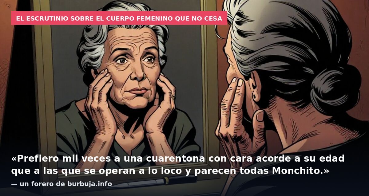 El escrutinio sobre el cuerpo femenino que no cesa: «Prefiero mil veces a una cuarentona con cara acorde a su edad que a las que se operan a lo loco y parecen todas Monchito.» — un forero de burbuja.info