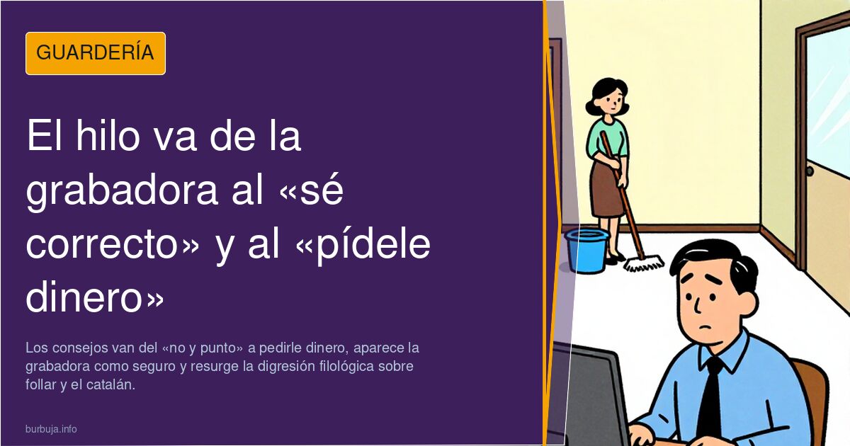 El hilo va de la grabadora al «sé correcto» y al «pídele dinero»