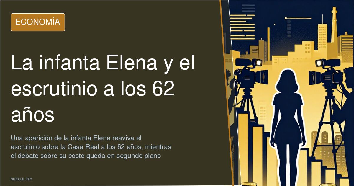 Ilustración editorial sobre la imagen pública de la infanta Elena y el escrutinio mediático de la Casa Real