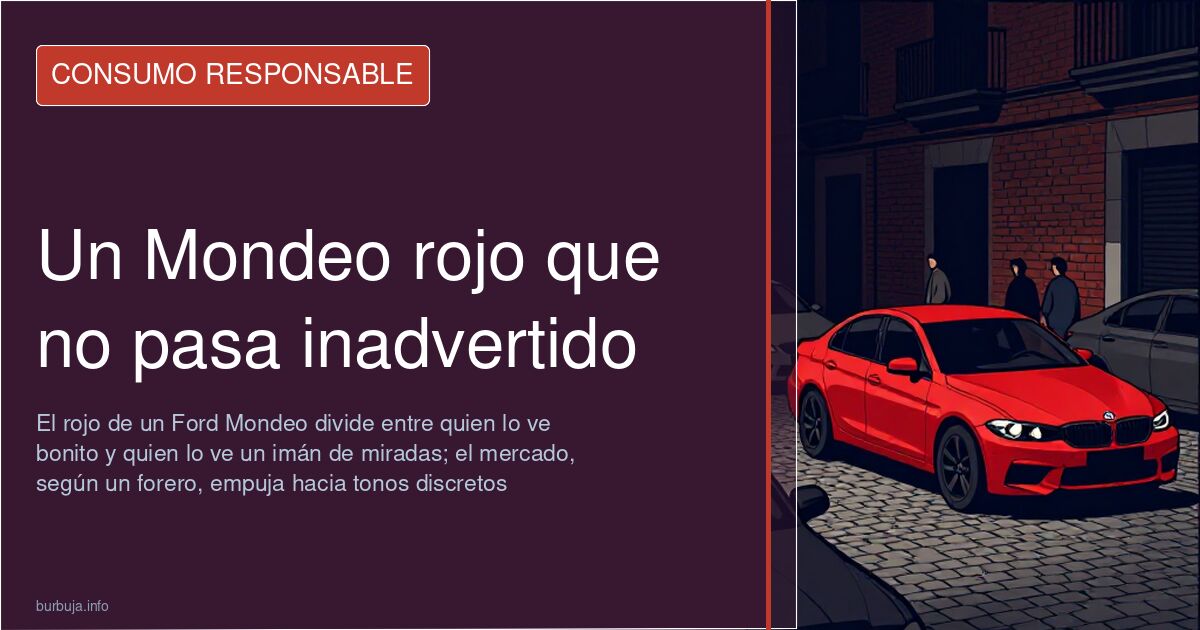 Ford Mondeo rojo cereza aparcado, el color que resulta llamativo frente a los tonos discretos que, según un forero, dominan e