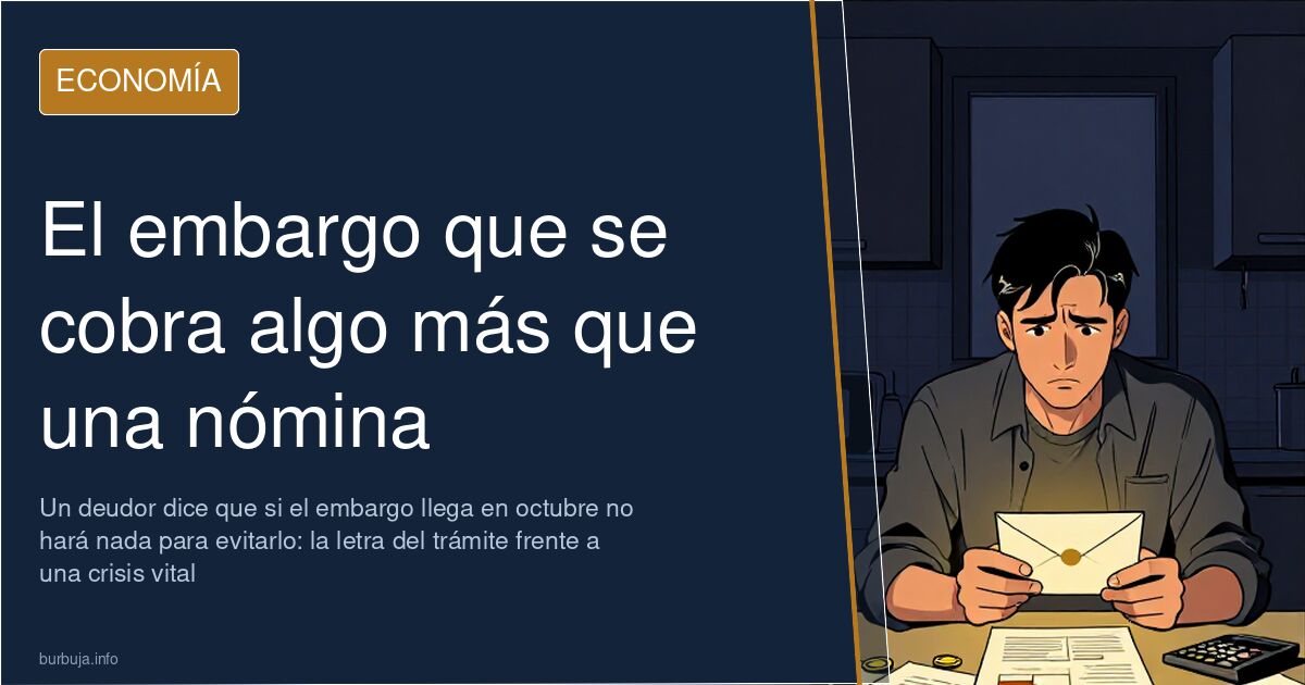 Ilustración editorial con un extracto bancario y una gráfica descendente ante un embargo de cuenta