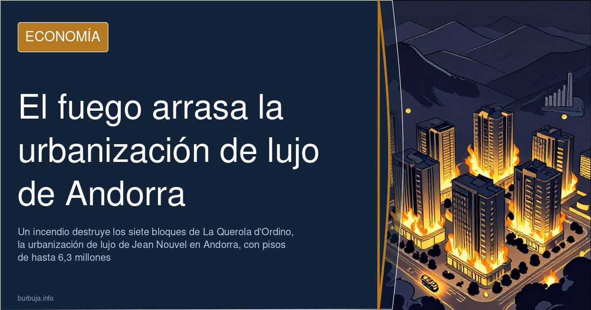 Restos de la urbanización de lujo La Querola d'Ordino en Andorra tras el incendio que destruyó sus siete bloques