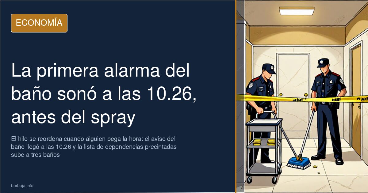 La primera alarma del baño sonó a las 10.26, antes del spray