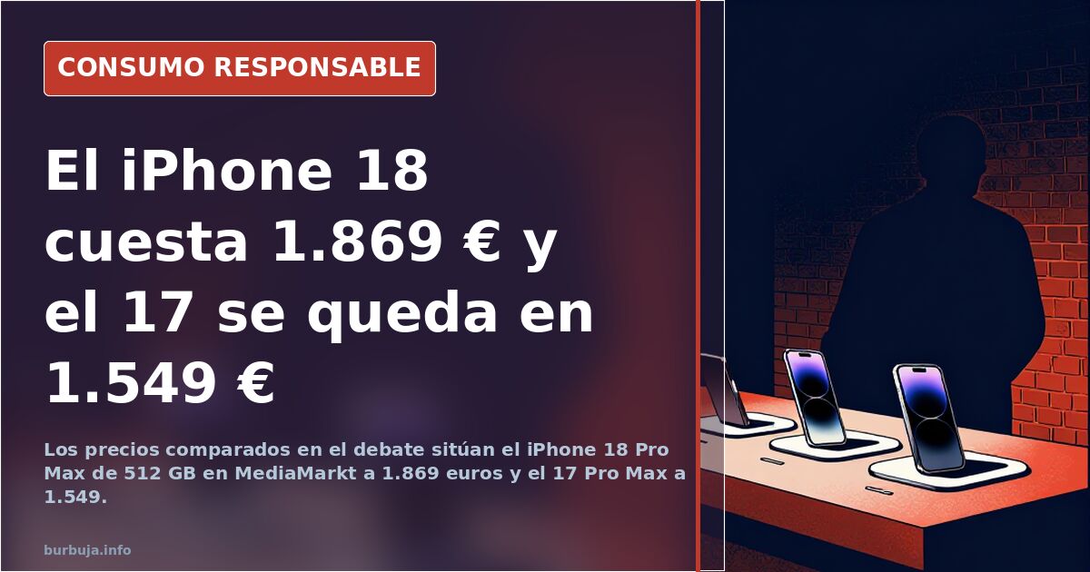 Dos iPhone de última generación en una tienda, con el precio del iPhone 18 Pro Max frente al modelo anterior