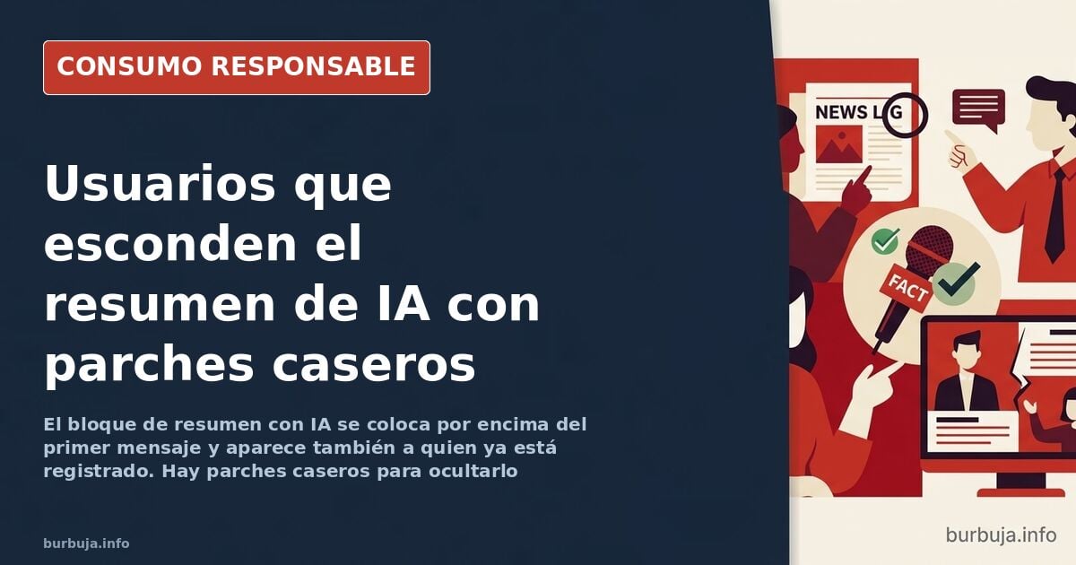 Bloque de resumen generado por inteligencia artificial situado en la parte superior de una página de discusión online