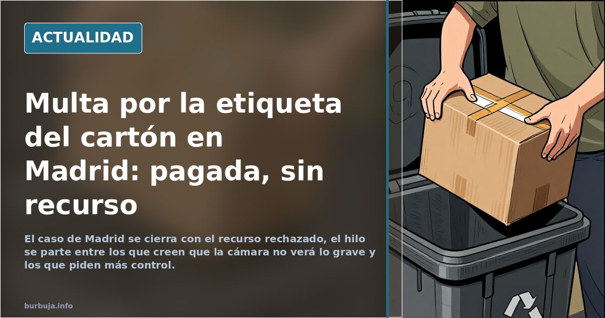 Multa por la etiqueta del cartón en Madrid: pagada, sin recurso