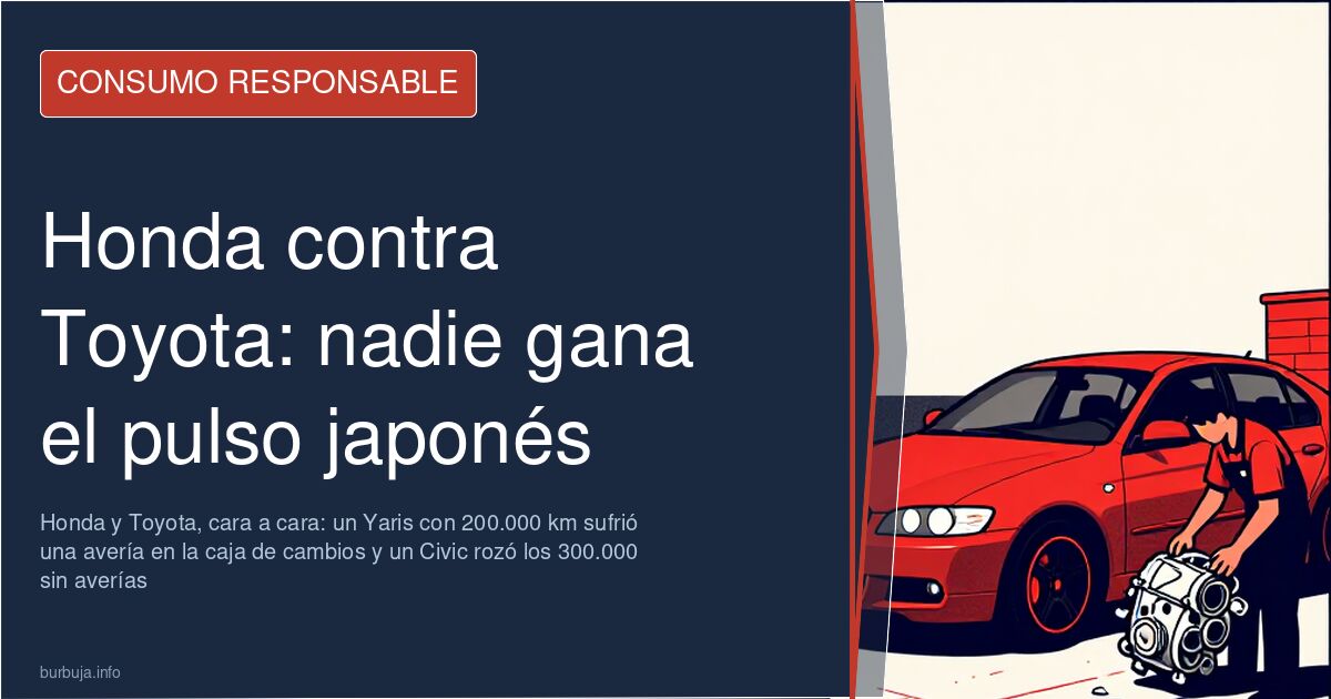 Primer plano del motor de un Honda Civic junto a la carrocería de un Toyota Yaris en un taller mecánico