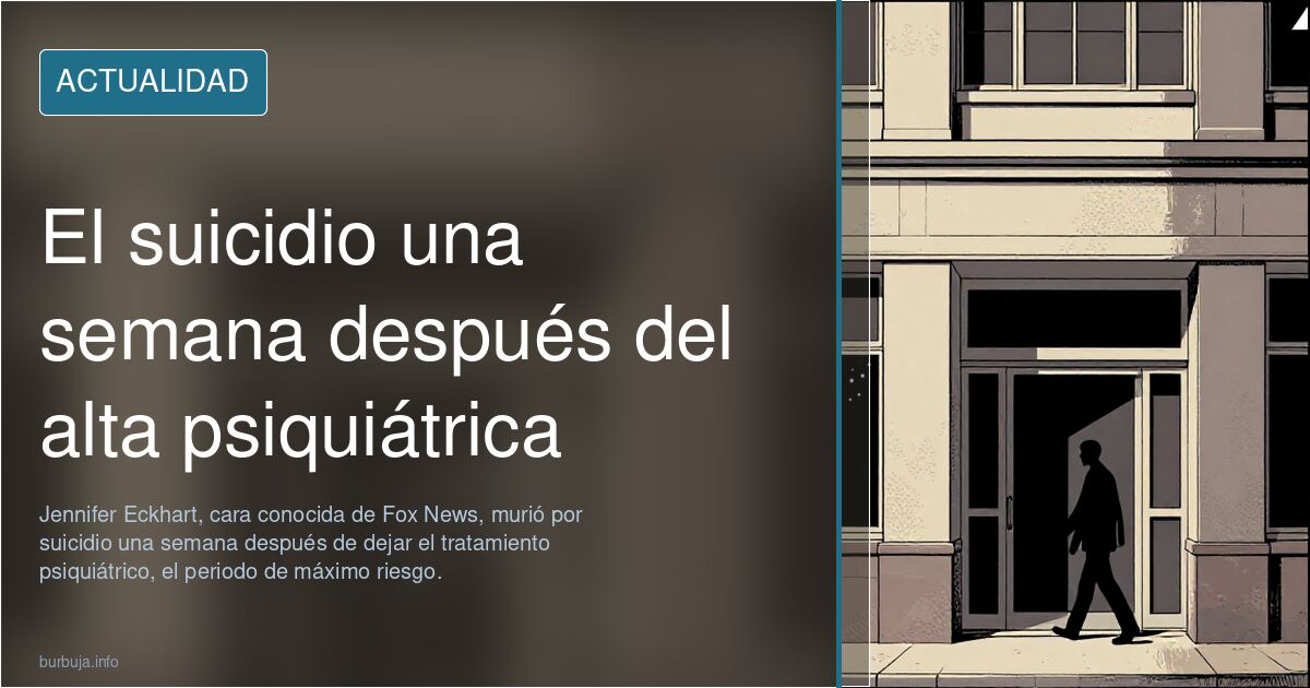 Fachada de un centro de salud mental bajo luz natural, ilustración editorial sobre Jennifer Eckhart y el alta psiquiátrica