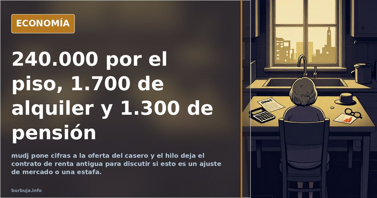 240.000 por el piso, 1.700 de alquiler y 1.300 de pensión