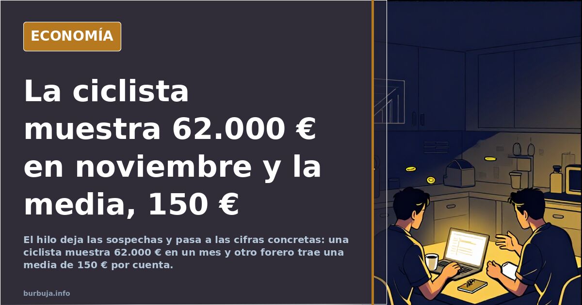 La ciclista muestra 62.000 € en noviembre y la media, 150 €