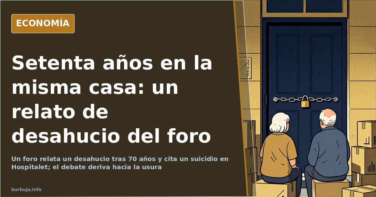 Ilustración editorial con fachadas de viviendas, una caja fuerte y un gráfico financiero en azul marino y dorado sobre la usu