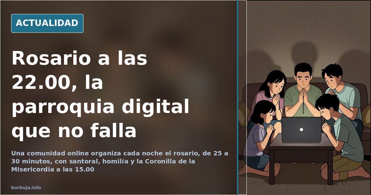 Manos sosteniendo un rosario junto a una imagen de oración, símbolo del rezo diario convocado cada noche a las 22.00
