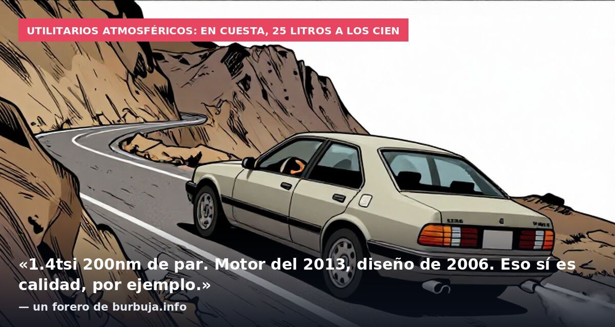 Utilitarios atmosféricos: en cuesta, 25 litros a los cien: «1.4tsi 200nm de par. Motor del 2013, diseño de 2006. Eso sí es calidad, por ejemplo.» — un forero de burbuja.info