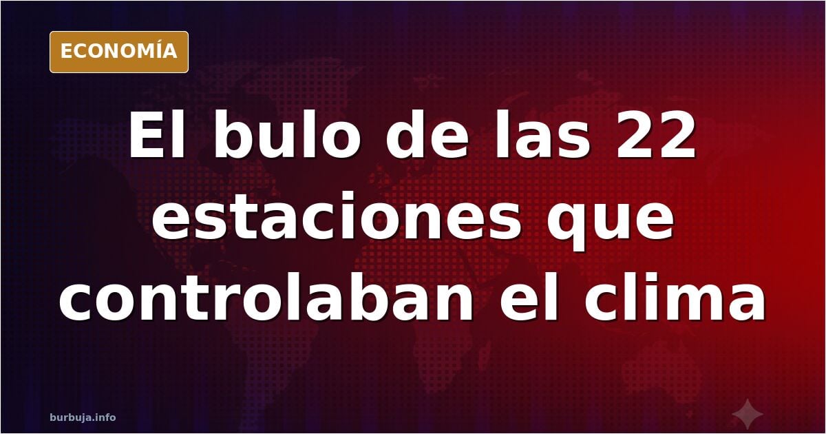 Ilustración editorial con gráficos, nubes y símbolos financieros sobre el bulo del control del clima atribuido a los Rothschi