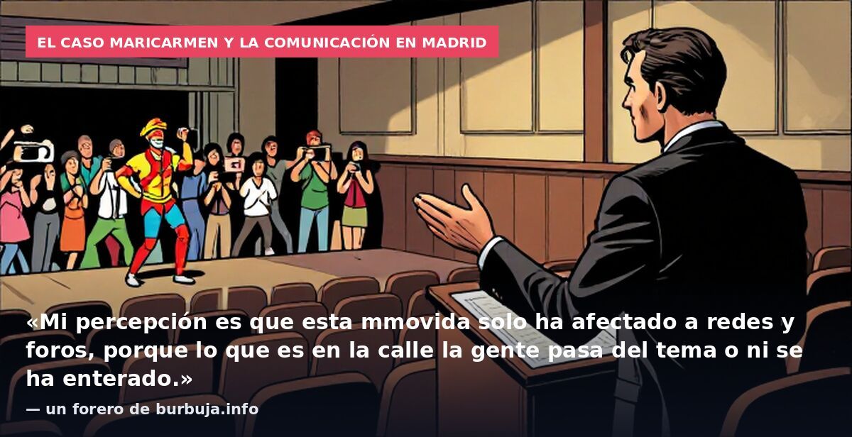El caso Maricarmen y la comunicación en Madrid: «Mi percepción es que esta mmovida solo ha afectado a redes y foros, porque lo que es en la calle la gente pasa del tema o ni se ha enterado.» — un forero de burbuja.info