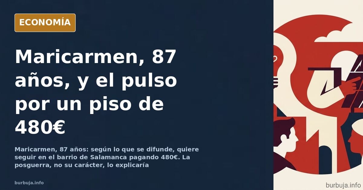 Ilustración editorial de un edificio de viviendas junto a un gráfico de alquileres y monedas, en azul marino y dorado, sobre 