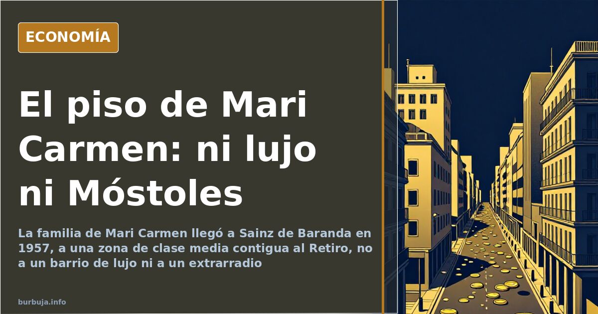 Ilustración de un edificio clásico de viviendas en Sainz de Baranda, distrito de Retiro de Madrid, junto a un gráfico de prec