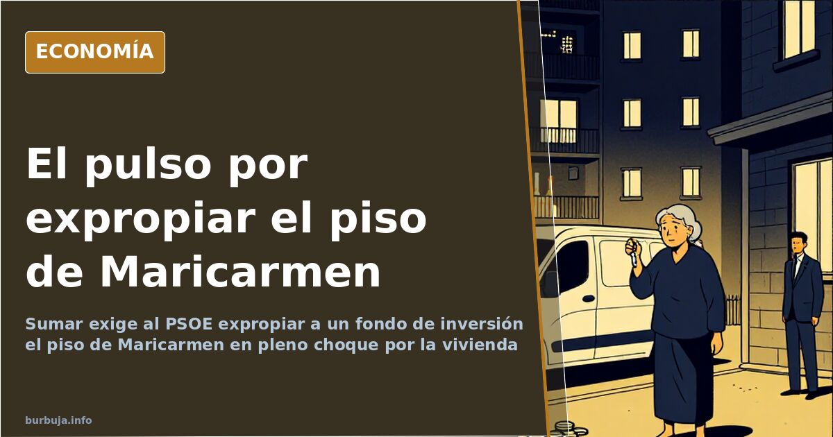 Ilustración editorial sobre la expropiación de una vivienda desahuciada y el pulso político por el precio del alquiler