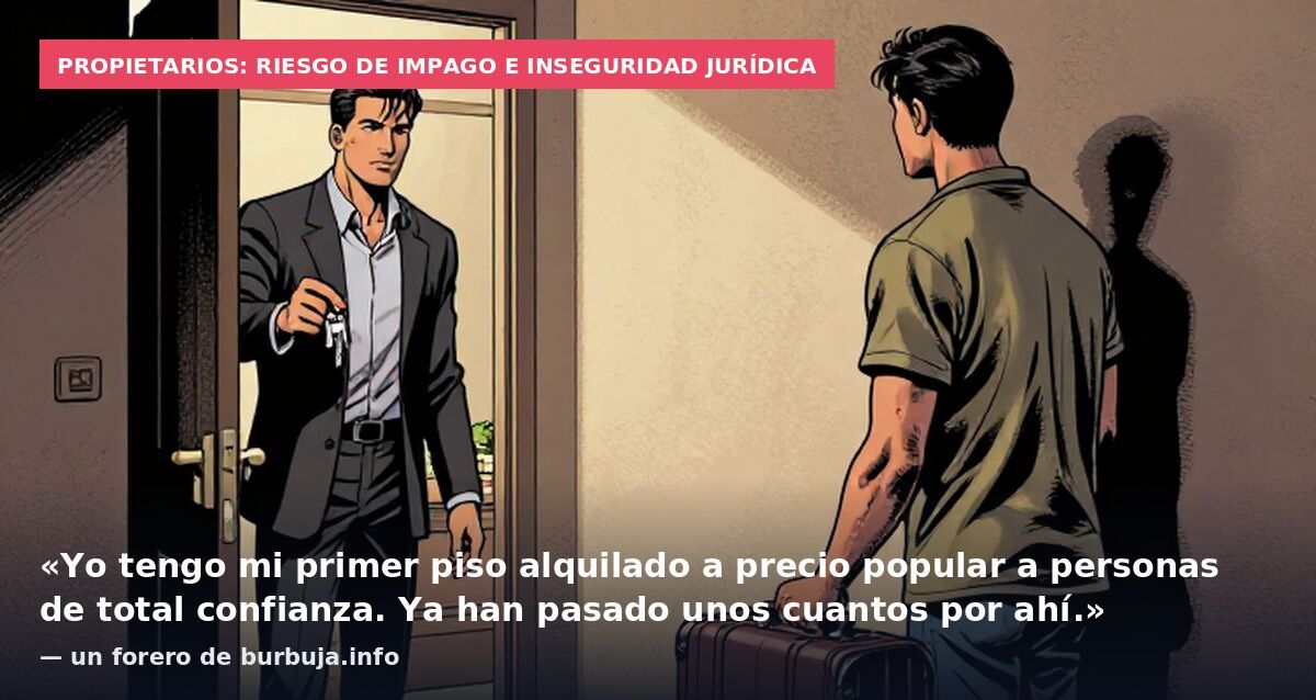 Propietarios: riesgo de impago e inseguridad jurídica: «Yo tengo mi primer piso alquilado a precio popular a personas de total confianza. Ya han pasado unos cuantos por ahí.» — un forero de burbuja.info