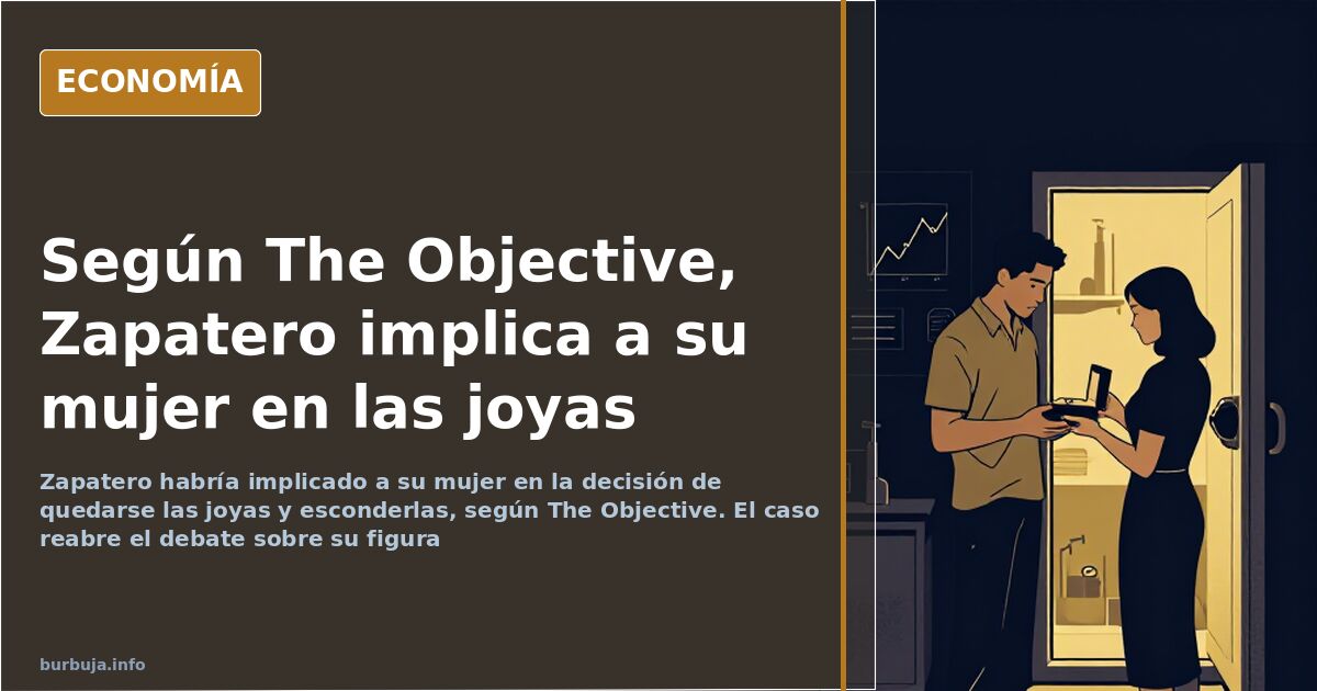 Caja fuerte entreabierta con joyas doradas sobre fondo azul marino, ilustración del caso de las joyas atribuido a Zapatero