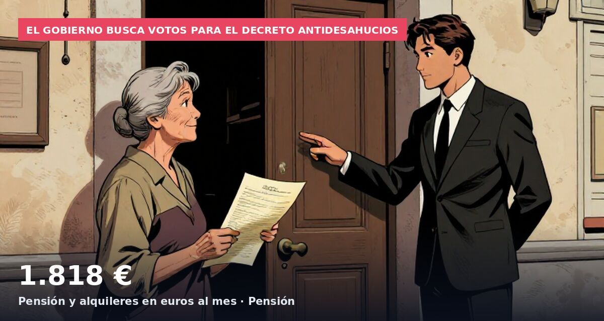 El Gobierno busca votos para el decreto antidesahucios: 1.818 € Pensión y alquileres en euros al mes · Pensión