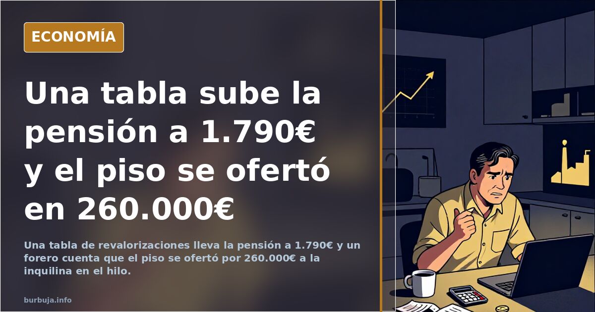 Una tabla sube la pensión a 1.790€ y el piso se ofertó en 260.000€