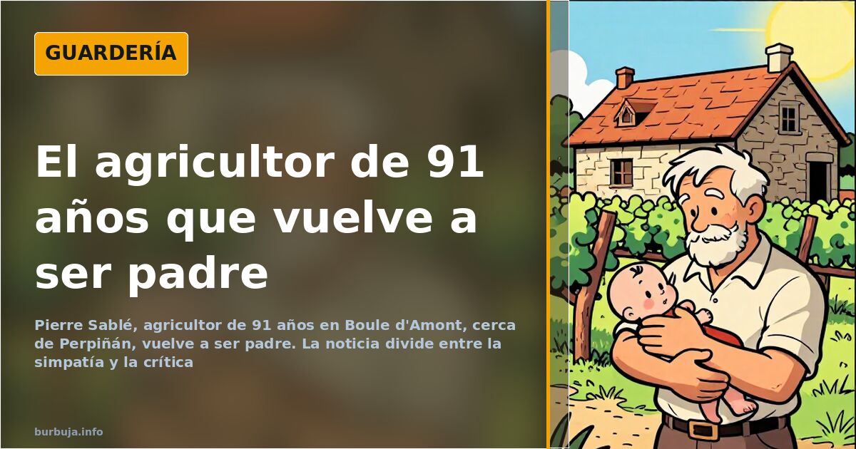 Agricultor francés de 91 años con su bebé recién nacida en una granja, junto a una bicicleta de montaña de titanio