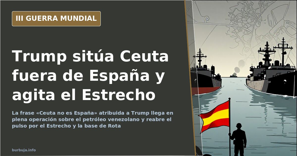 Mapa desaturado del estrecho de Gibraltar con Ceuta señalada y siluetas de buques junto a la base de Rota