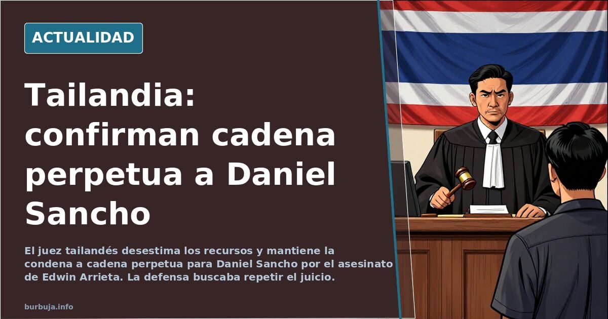 El juez tailandés mantiene la cadena perpetua a Daniel Sancho y desestima los recursos presentados.