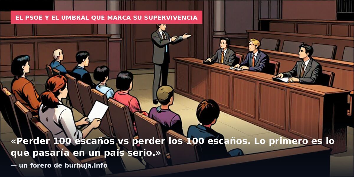 El PSOE y el umbral que marca su supervivencia: «Perder 100 escaños vs perder los 100 escaños. Lo primero es lo que pasaría en un pais serio.» — un forero de burbuja.info