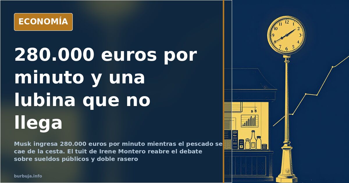 Vitrina de pescadería con lubinas y báscula frente a un gran reloj dorado que ilustra el debate sobre el salario y el minuto 