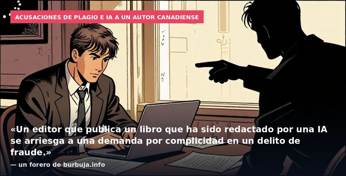 Acusaciones de plagio e IA a un autor canadiense: «Un editor que publica un libro que ha sido redactado por una IA se arriesga a una demanda por complicidad en un delito de fraude.» — un forero de burbuja.info