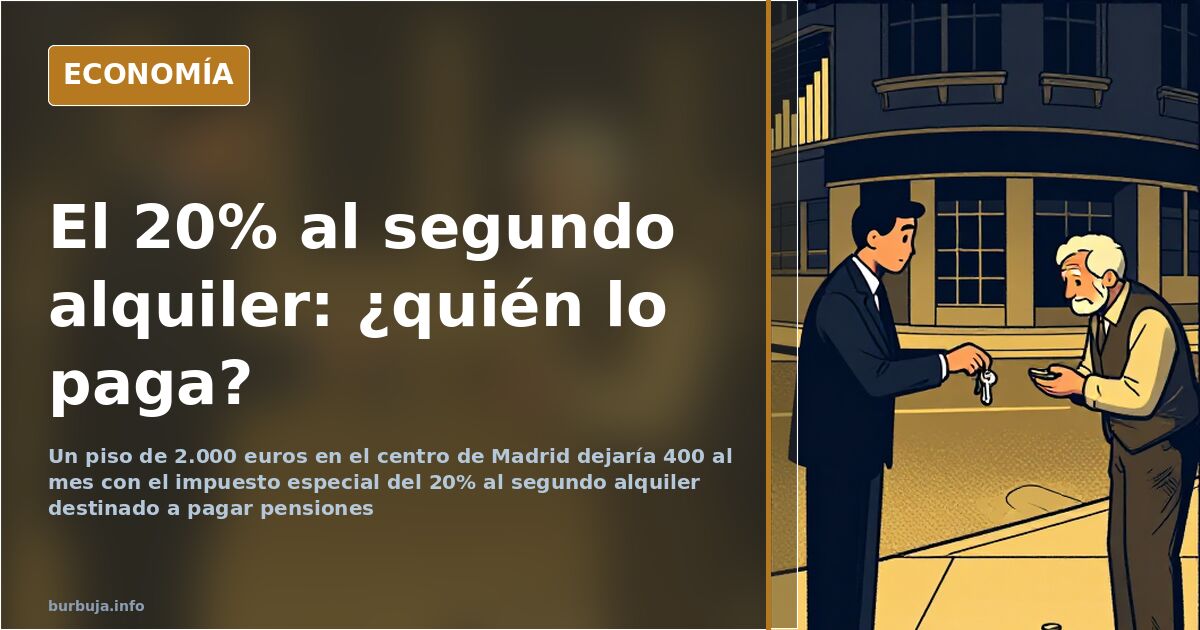 Ilustración editorial con un edificio de viviendas rodeado de monedas y un gráfico descendente que representa el impuesto a l