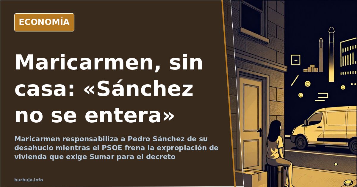Ilustración editorial de una vivienda junto a gráficos descendentes y monedas sobre fondo azul marino, símbolo del desahucio