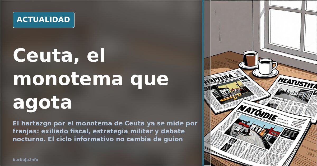 Varias pantallas mostrando el mismo informativo sobre Ceuta y el desgaste por la saturación informativa