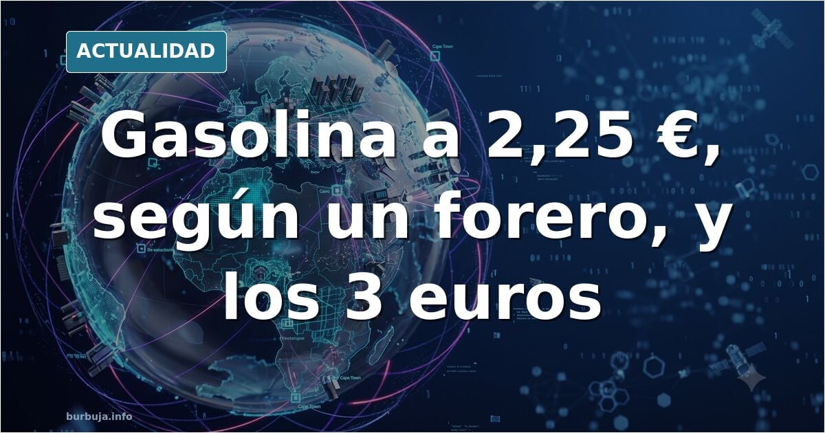 Surtidor de gasolinera marcando 2,25 euros el litro de gasolina ante la subida del precio de los carburantes