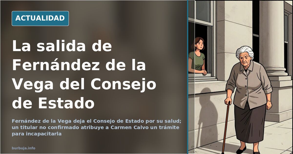 Sillón vacío en una sala institucional con bandera de España al fondo, ilustrando la salida de Fernández de la Vega del Conse