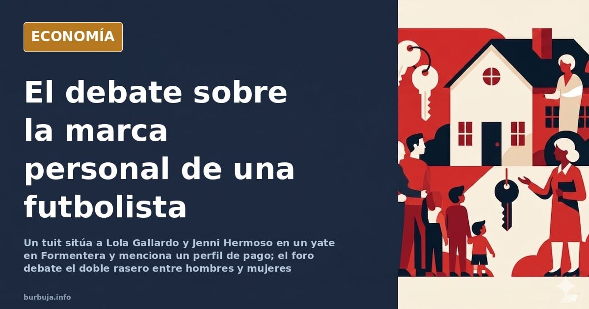 Dos figuras de futbolistas en un yate frente a la costa, ilustración en tonos azul marino y dorado
