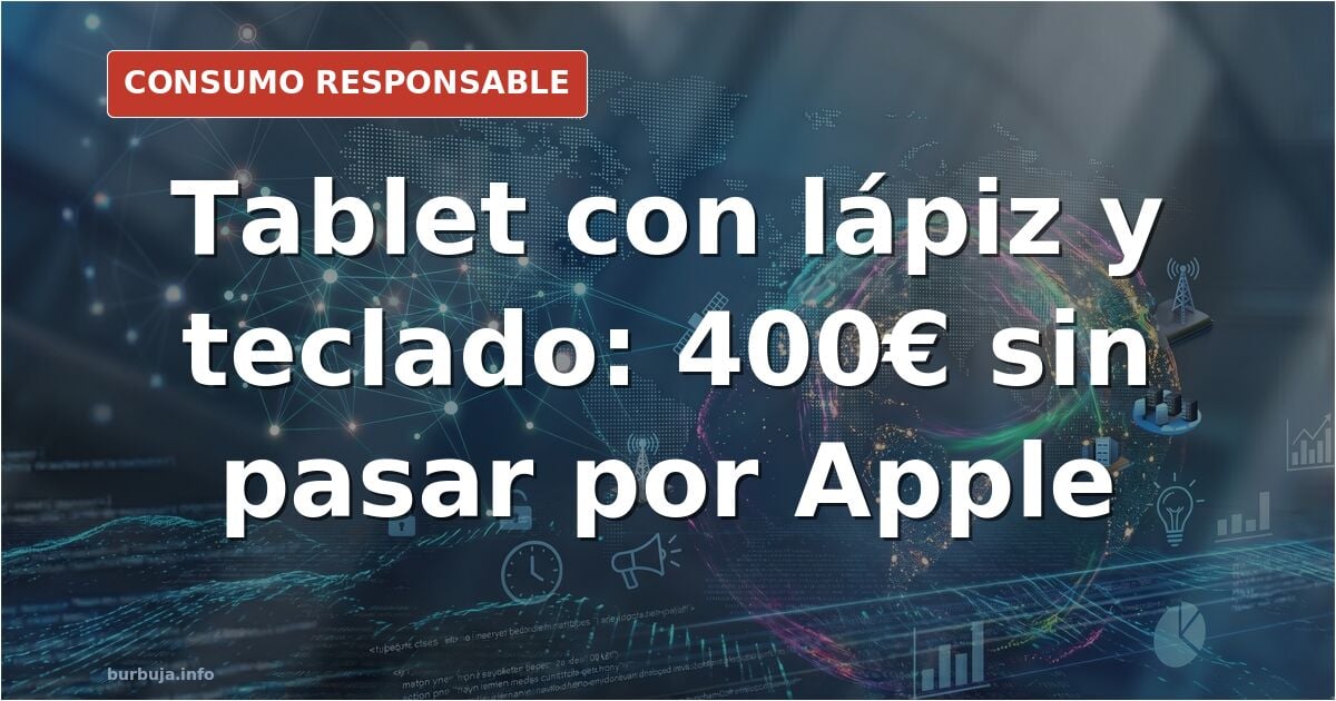 Tablet con lápiz y teclado sobre una mesa de trabajo junto a una hoja de cálculo abierta en pantalla
